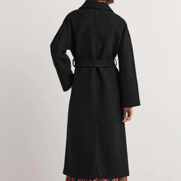Brand NWT Boden Belted Textured Wool Maxi Coat Black - 8 - Picture 3 of 9